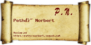 Pethő Norbert névjegykártya